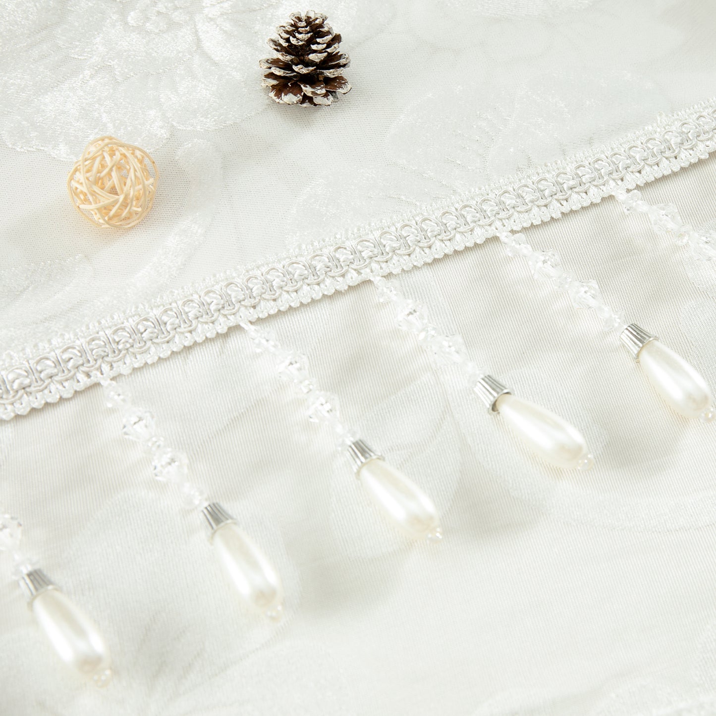 Custom-Made Vintage Jacquard Sheer Waterfall Valance
