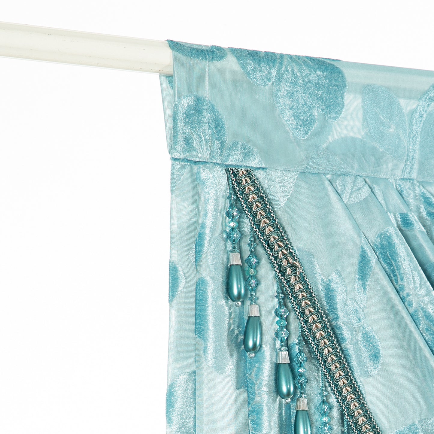 Custom-Made Vintage Jacquard Sheer Waterfall Valance