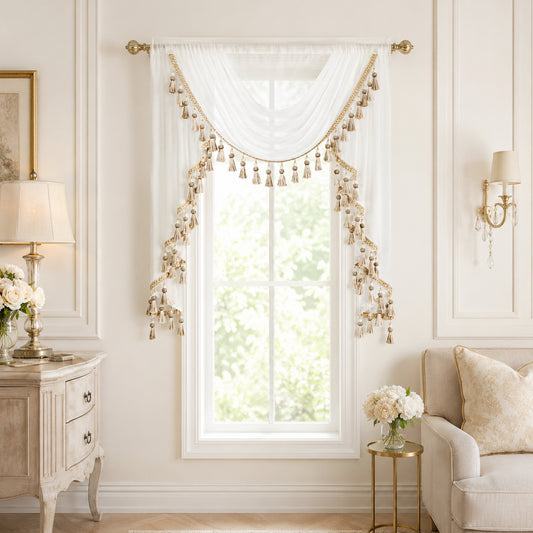 Custom-Made Solid Sheer Waterfall Valance