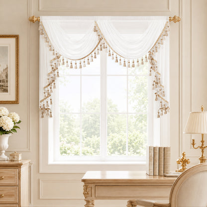 Custom-Made Solid Sheer Waterfall Valance