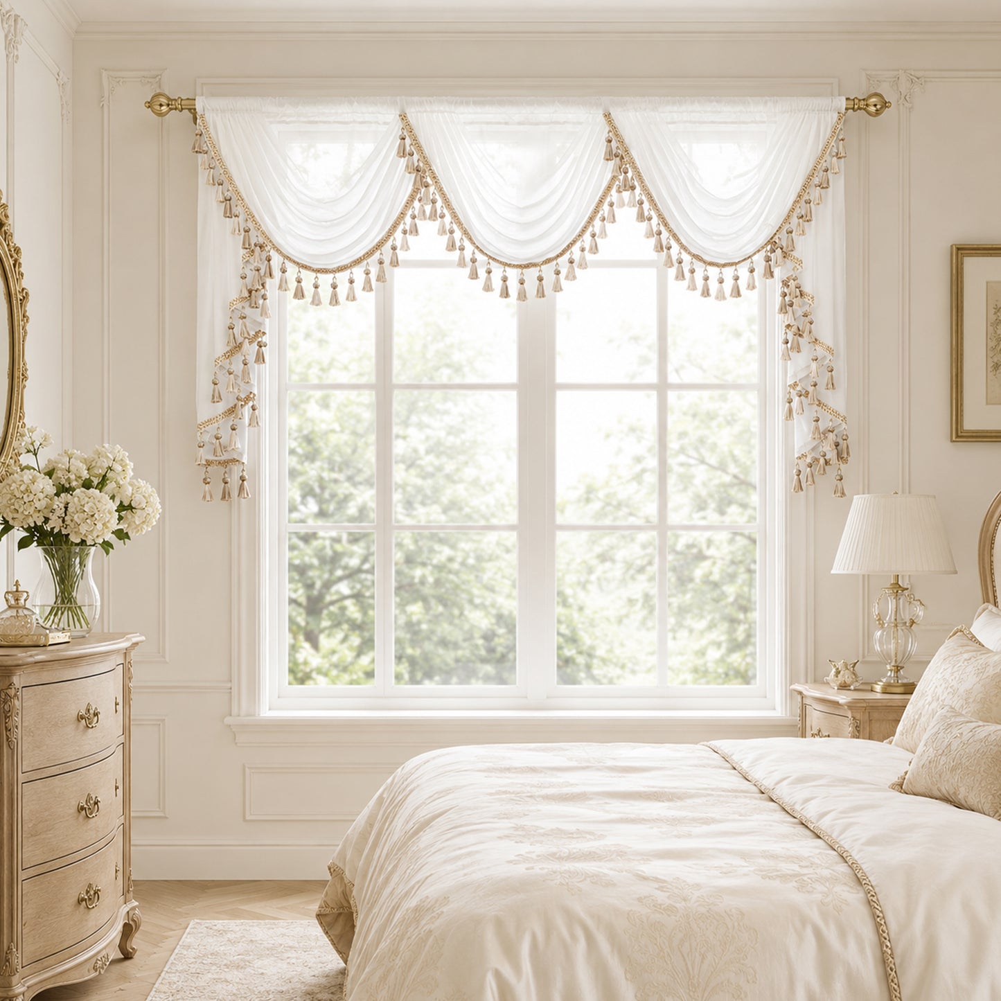 Custom-Made Solid Sheer Waterfall Valance