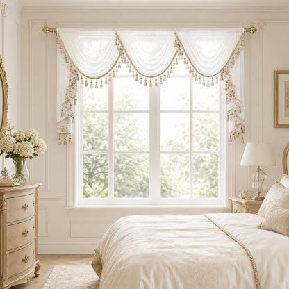 Custom-Made Solid Sheer Waterfall Valance