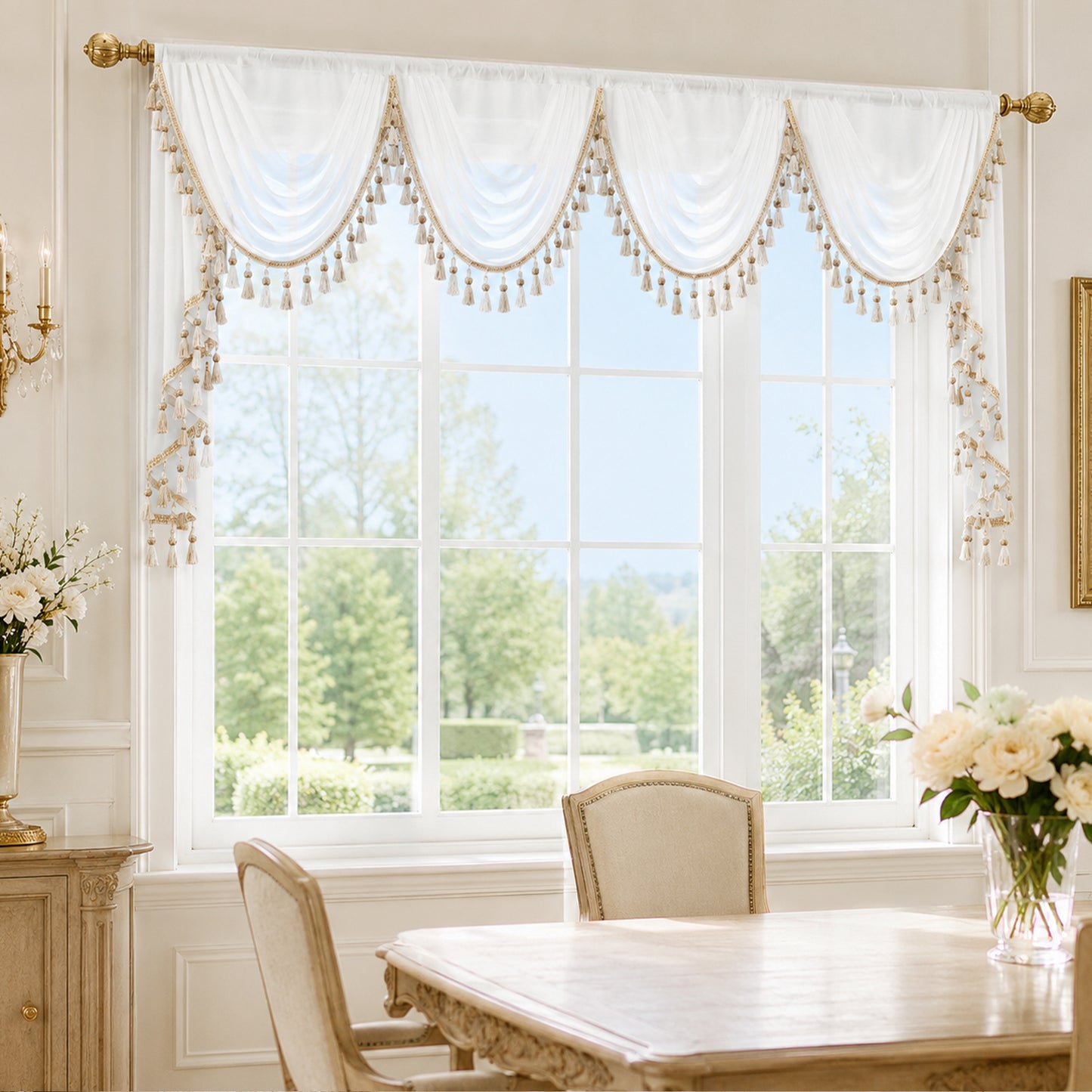 Custom-Made Solid Sheer Waterfall Valance