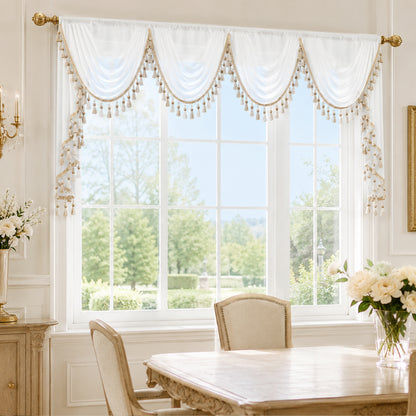 Custom-Made Solid Sheer Waterfall Valance