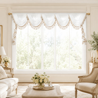Custom-Made Solid Sheer Waterfall Valance