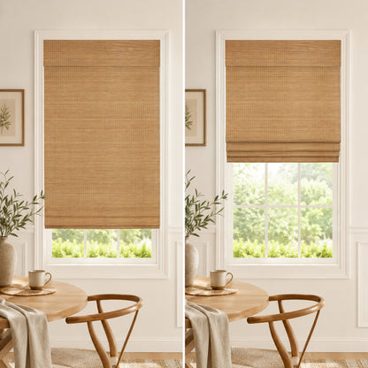 Custom-Made Cordless Natural Bamboo Roman Shades