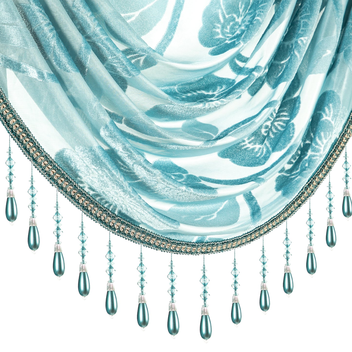Custom-Made Vintage Jacquard Sheer Waterfall Valance