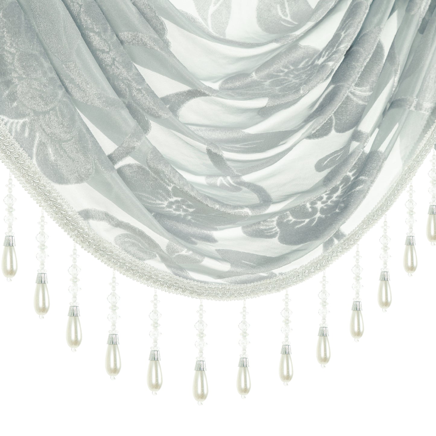Custom-Made Vintage Jacquard Sheer Waterfall Valance