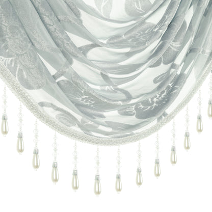 Custom-Made Vintage Jacquard Sheer Waterfall Valance