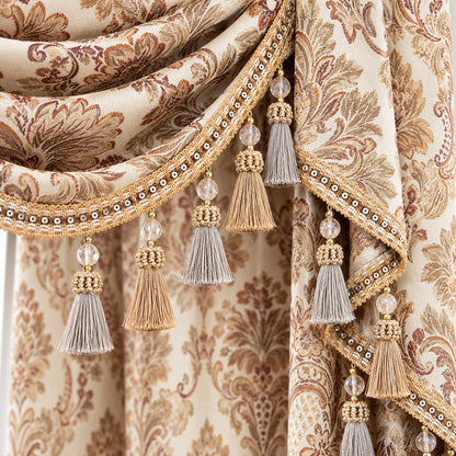 Custom-Made Damask Jacquard Waterfall Valance