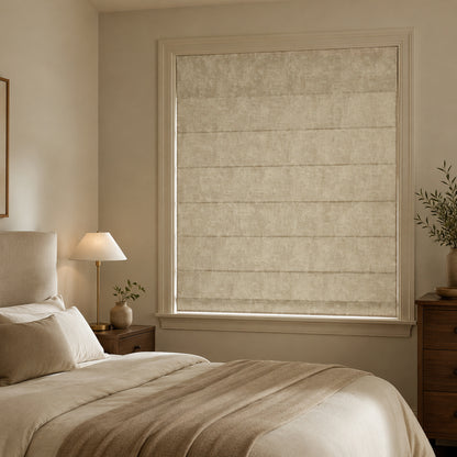 Custom-Made Cordless Textured Linen-Look Roman Shades