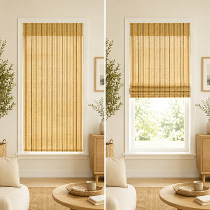 Custom-Made Cordless Natural Bamboo Roman Shades