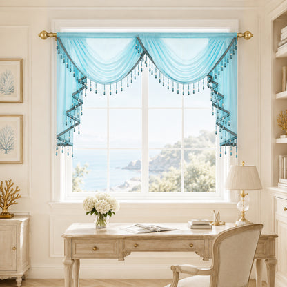 Custom-Made Solid Sheer Waterfall Valance