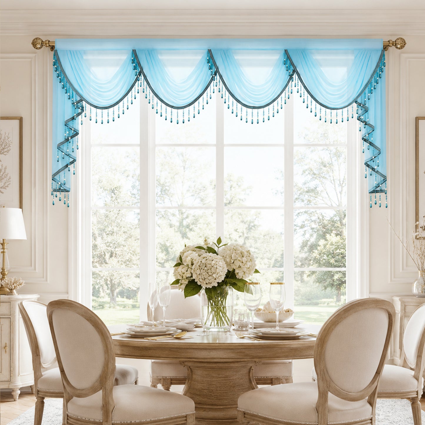 Custom-Made Solid Sheer Waterfall Valance