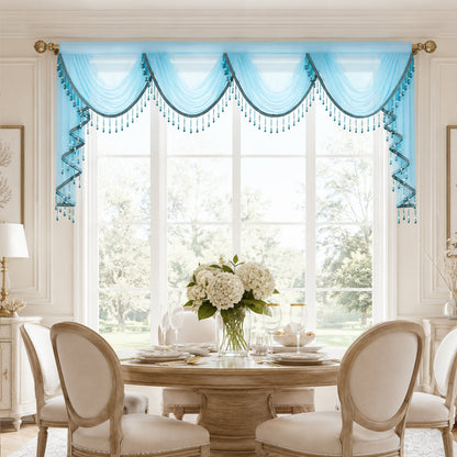 Custom-Made Solid Sheer Waterfall Valance