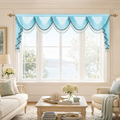 Custom-Made Solid Sheer Waterfall Valance