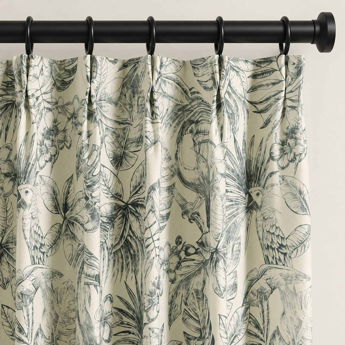 Custom-Made Vintage Floral Toile Room Darkening Curtains