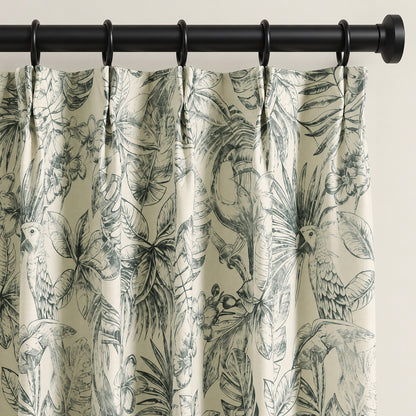Custom-Made Vintage Floral Toile Room Darkening Curtains