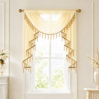 Custom-Made Solid Sheer Waterfall Valance