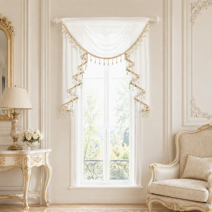 Custom-Made Solid Sheer Waterfall Valance