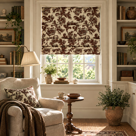Custom-Made Vintage Floral Roman Shades Cordless