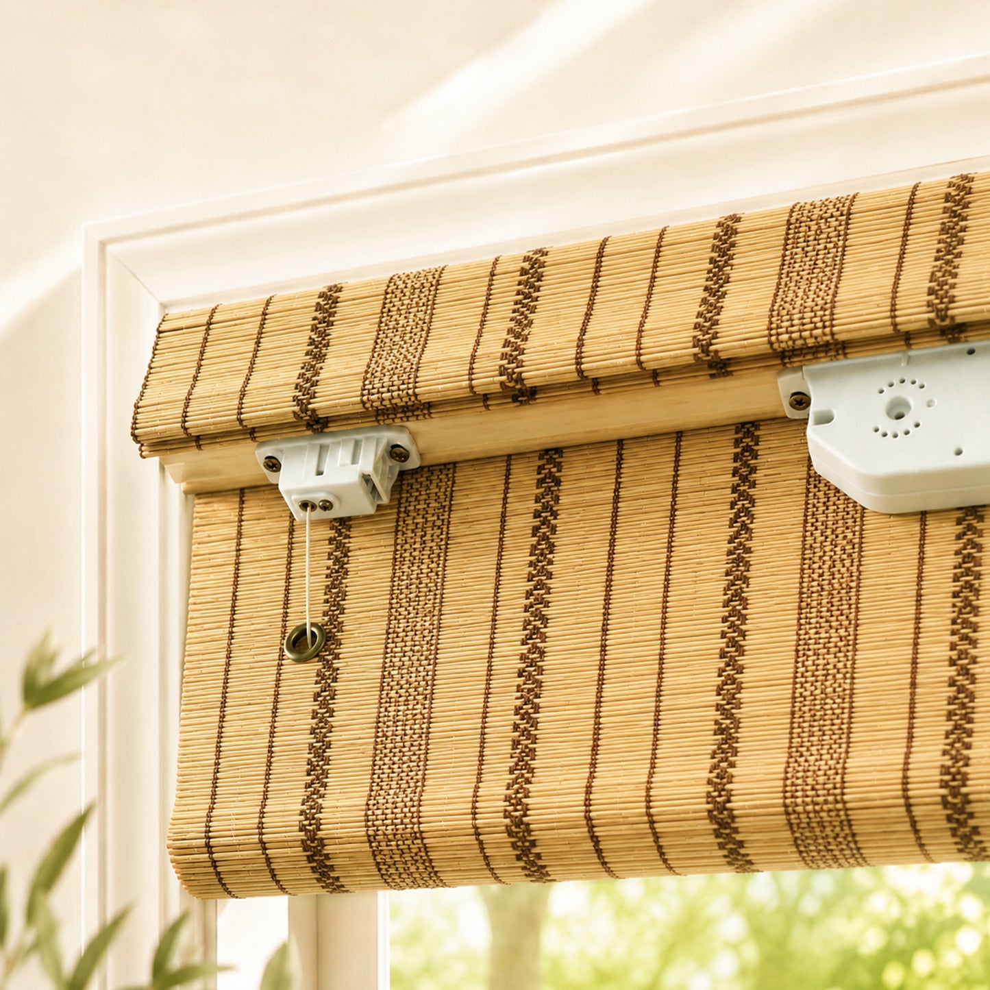 Custom-Made Cordless Natural Bamboo Roman Shades