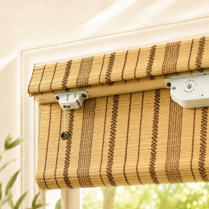 Custom-Made Cordless Natural Bamboo Roman Shades