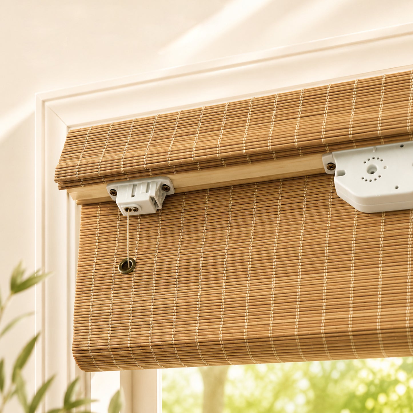 Custom-Made Cordless Natural Bamboo Roman Shades