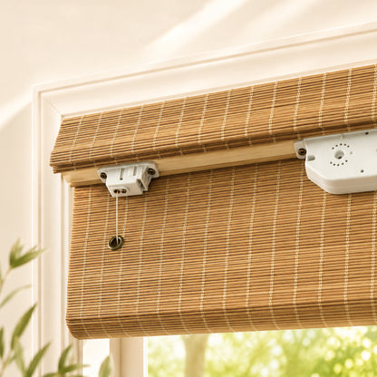 Custom-Made Cordless Natural Bamboo Roman Shades