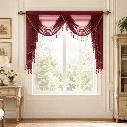 Custom-Made Solid Sheer Waterfall Valance