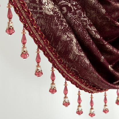 Custom-Made Gold Foil Velvet Waterfall Valance