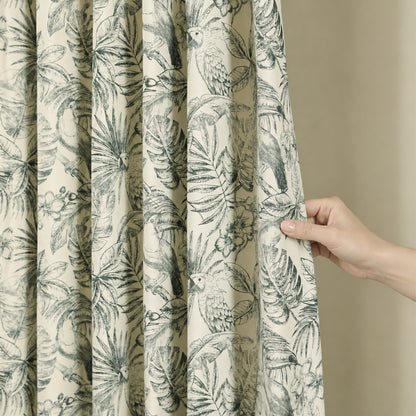 Custom-Made Vintage Floral Toile Room Darkening Curtains