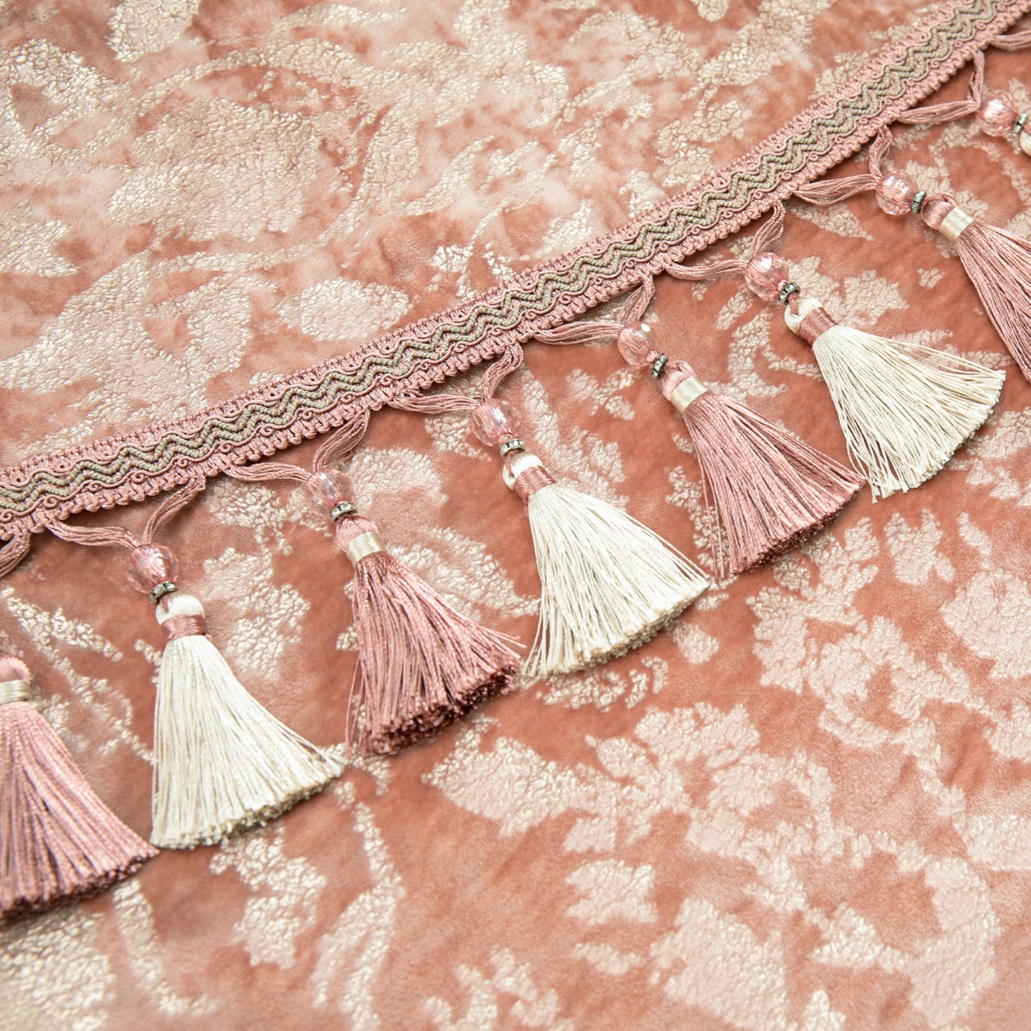 Custom-Made Gold Foil Velvet Waterfall Valance