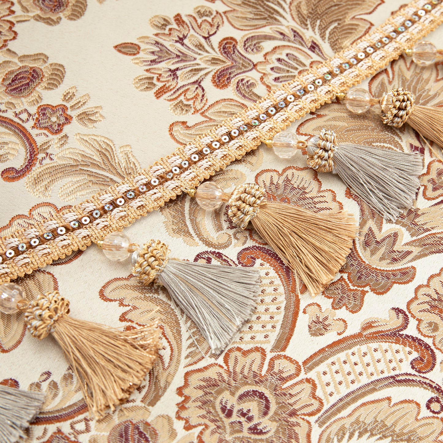 Custom-Made Damask Jacquard Waterfall Valance