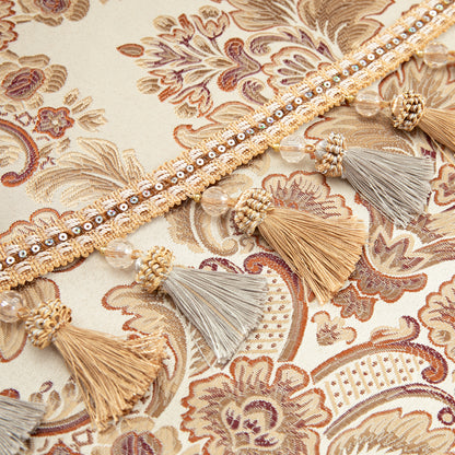 Custom-Made Damask Jacquard Waterfall Valance
