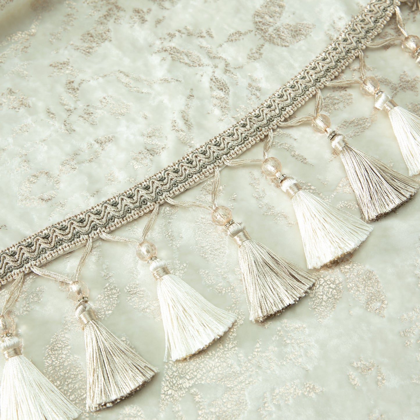 Custom-Made Gold Foil Velvet Waterfall Valance
