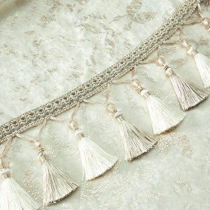 Custom-Made Gold Foil Velvet Waterfall Valance
