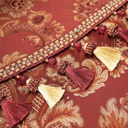 Custom-Made Damask Jacquard Waterfall Valance