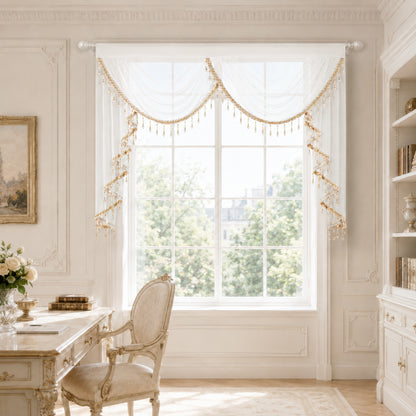 Custom-Made Solid Sheer Waterfall Valance