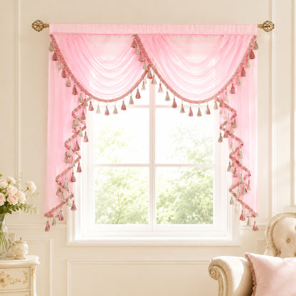 Custom-Made Solid Sheer Waterfall Valance