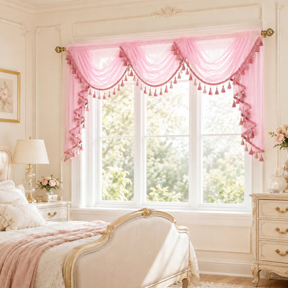 Custom-Made Solid Sheer Waterfall Valance