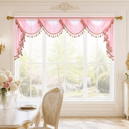 Custom-Made Solid Sheer Waterfall Valance