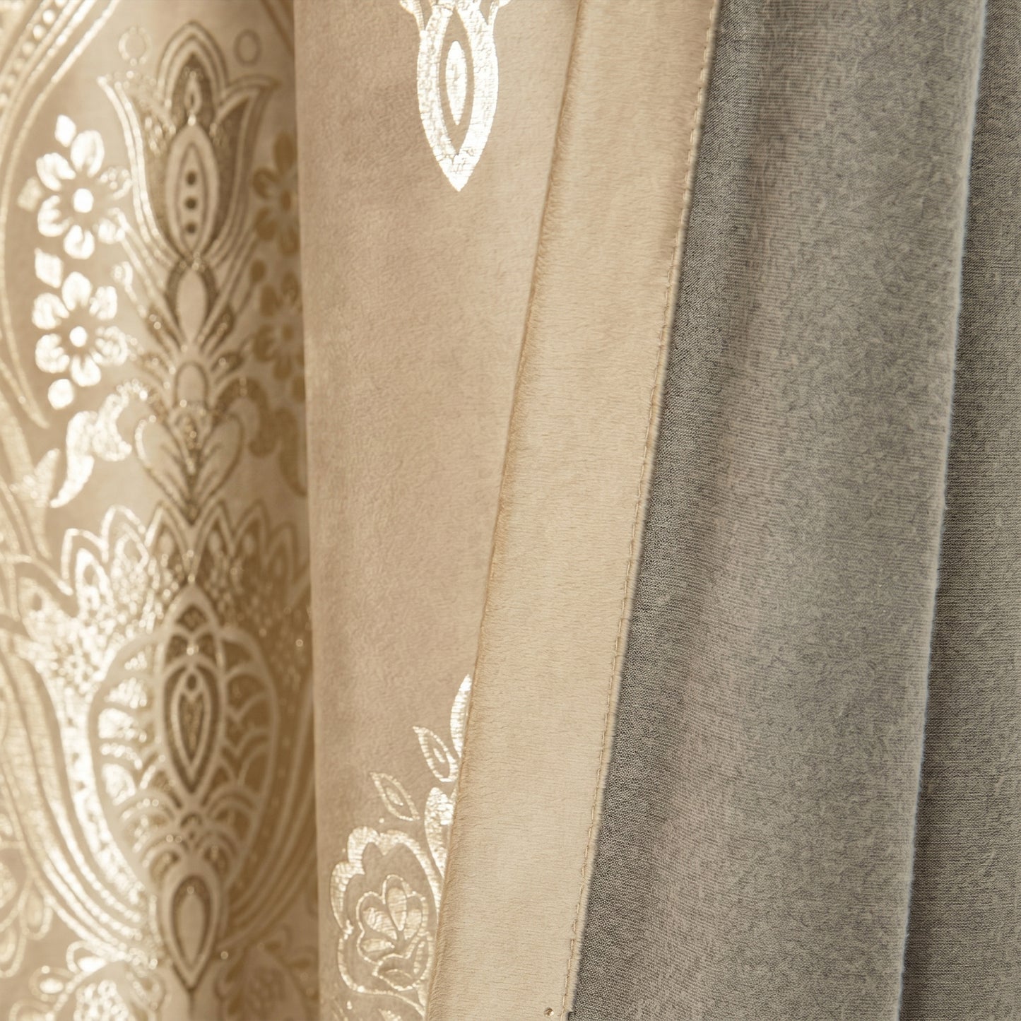 Custom-Made Vintage Gold Foil Velvet Room Darkening Curtains