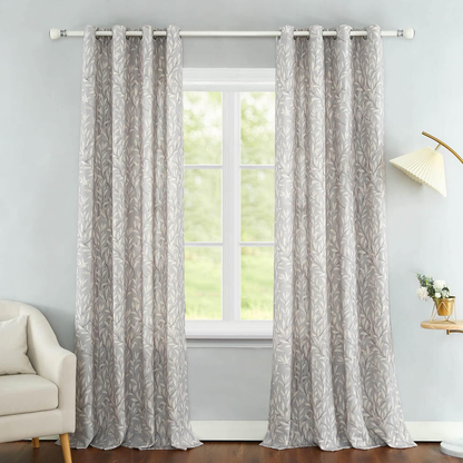 Custom-Made Botanical Leaf Print Linen Light Filtering Curtains