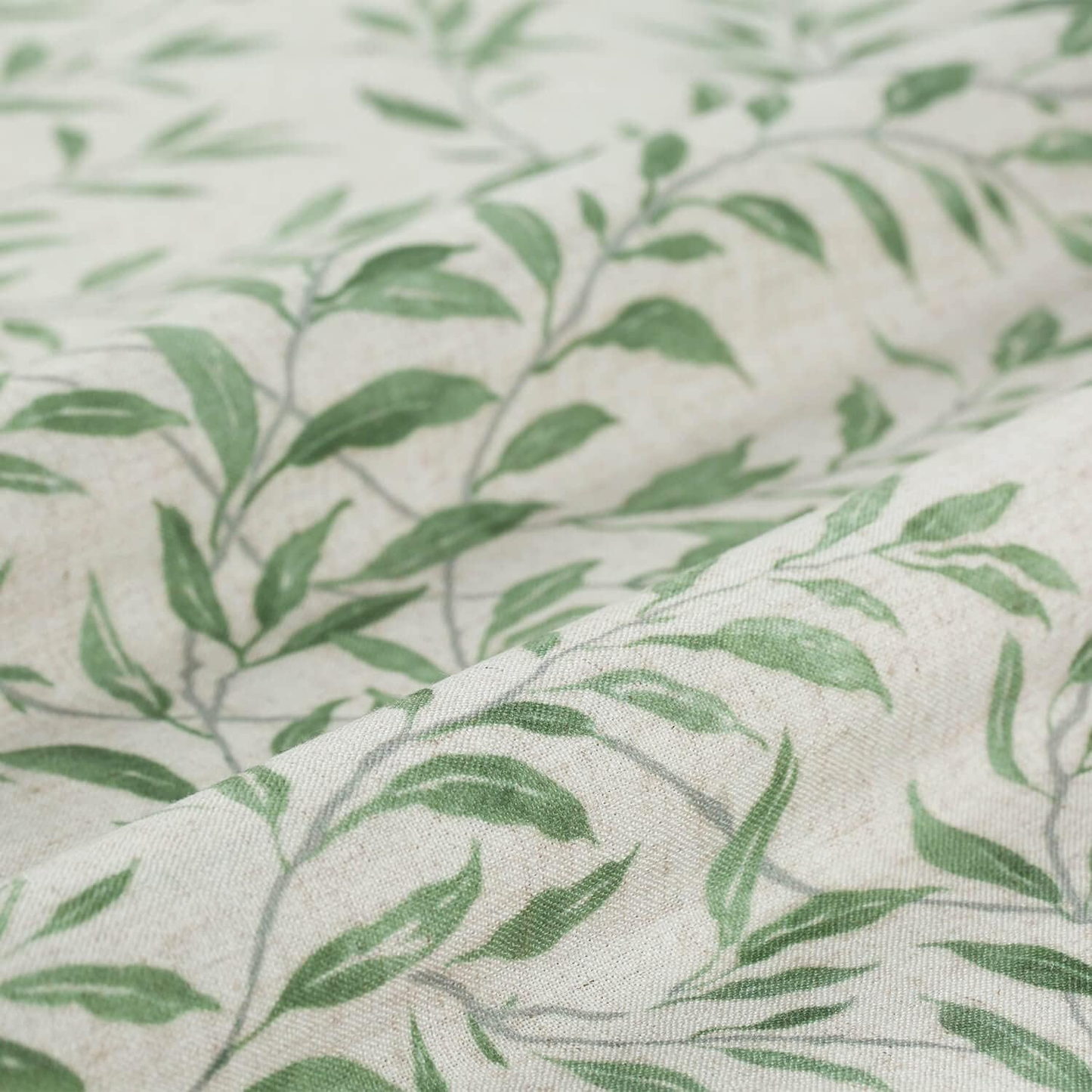 Custom-Made Botanical Leaf Print Linen Light Filtering Curtains