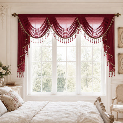 Custom-Made Solid Sheer Waterfall Valance