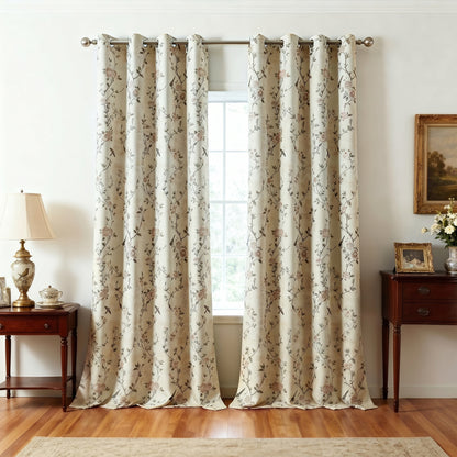 Custom-Made Vintage French Rose Floral Print Room Darkening Curtains