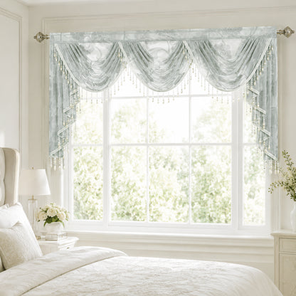 Custom-Made Vintage Jacquard Sheer Waterfall Valance
