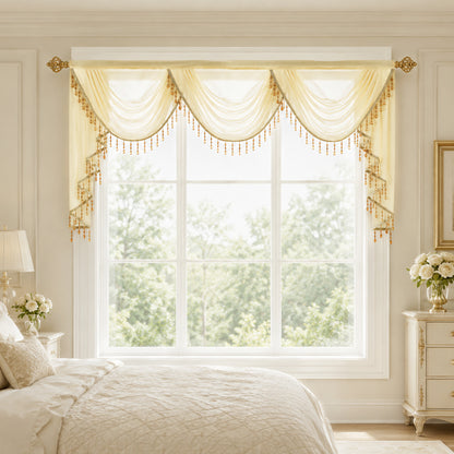 Custom-Made Solid Sheer Waterfall Valance