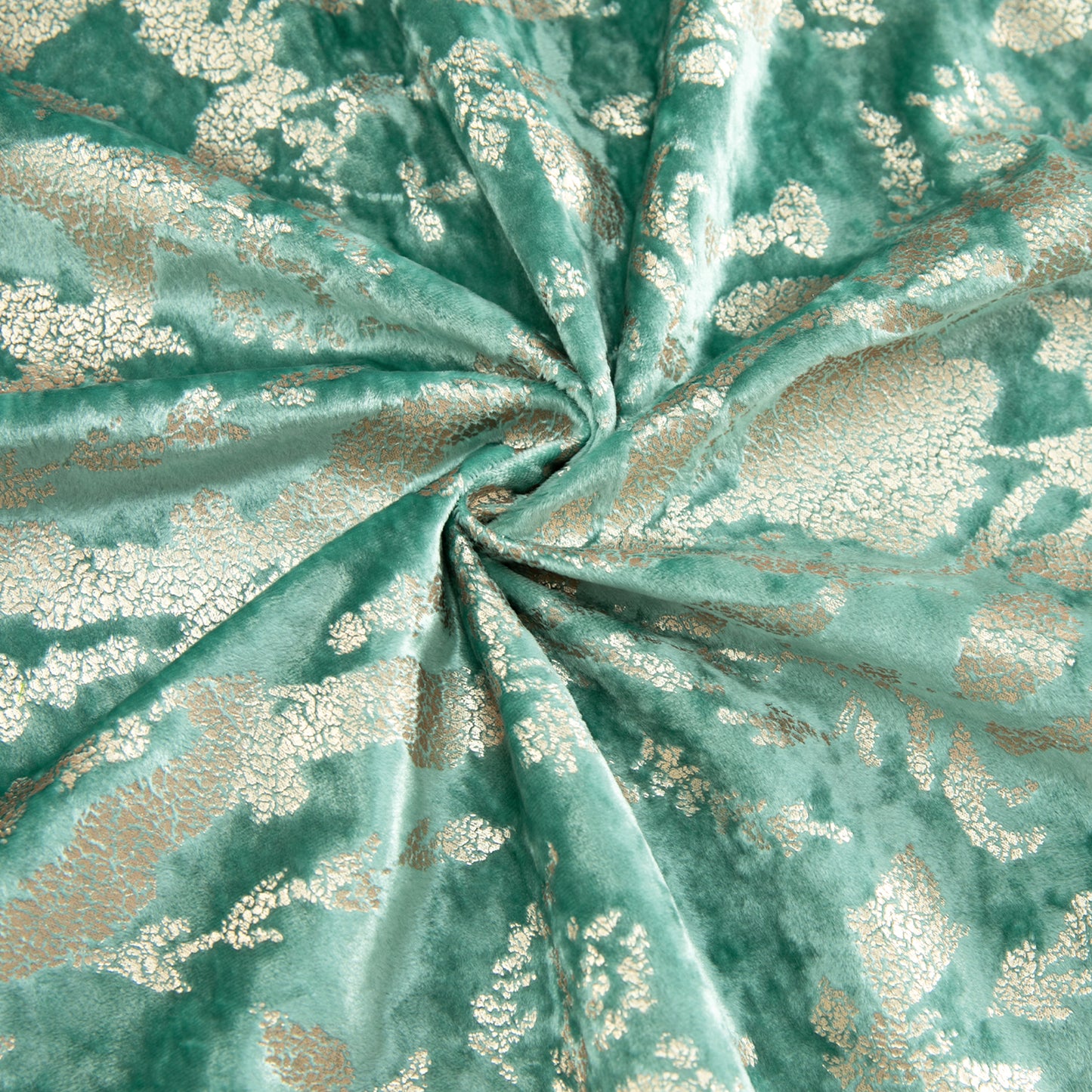 Custom-Made Gold Foil Velvet Waterfall Valance